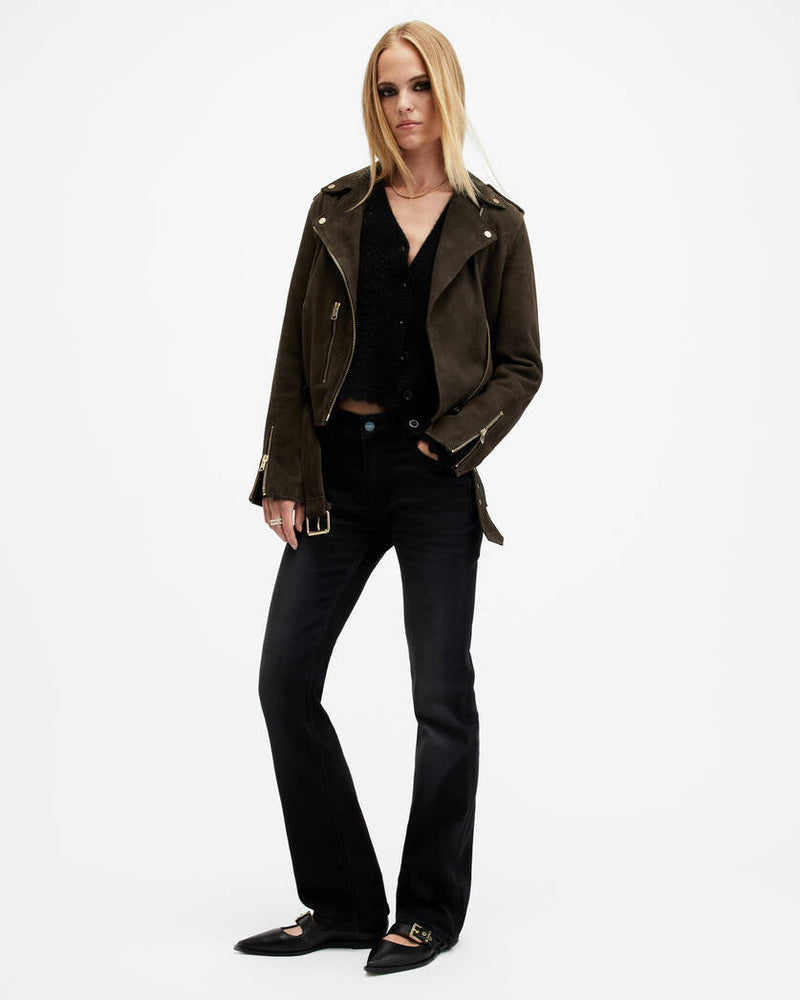 Balfern Belted Suede Biker Jacket Allsaints