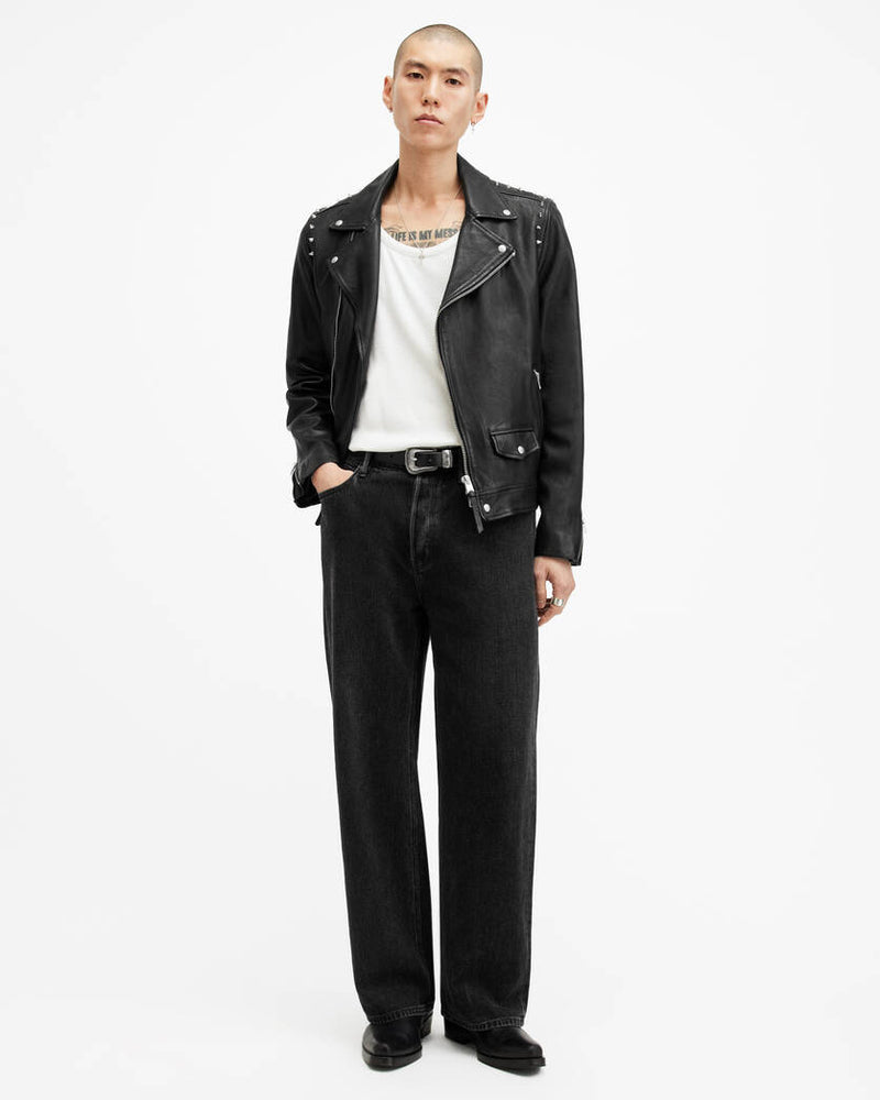 Crow Spike Studded Leather Jacket Allsaints