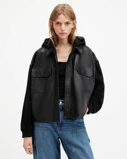 Morten Oversized Leather Trucker Jacket