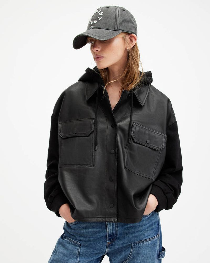 Morten Oversized Leather Trucker Jacket