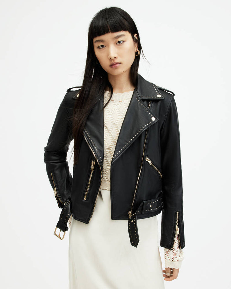 Balfern Studded Leather Biker Jacket