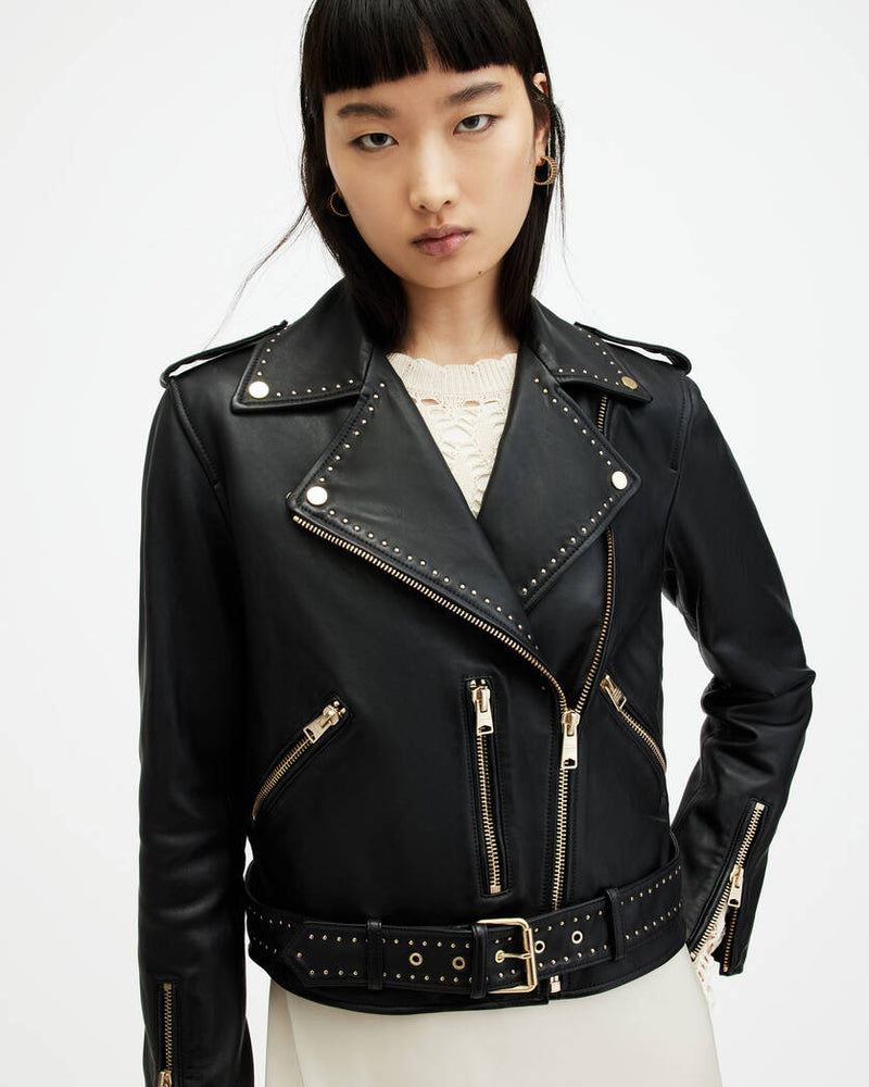 Balfern Studded Leather Biker Jacket