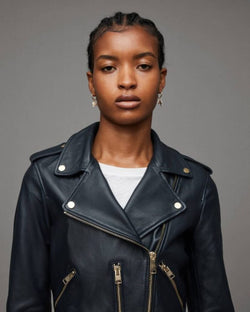 Balfern Belted Hem Leather Biker Jacket