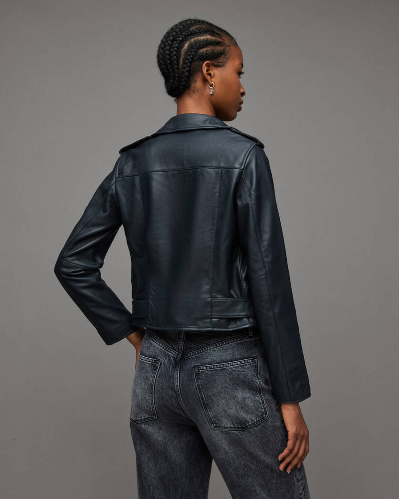 Balfern Belted Hem Leather Biker Jacket