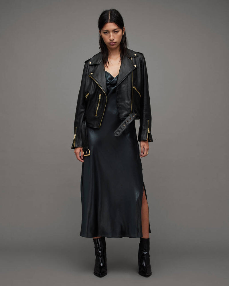 Balfern Belted Hem Leather Biker Jacket