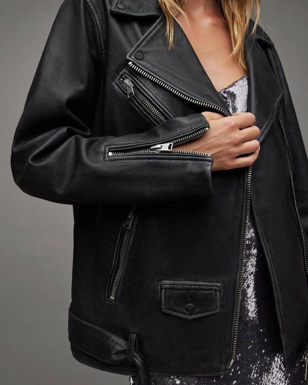 Billie Oversized Leather Biker Jacket