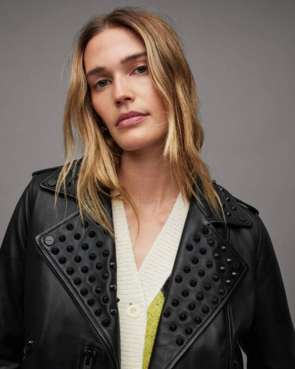 Balfern Studded Leather Biker Jacket