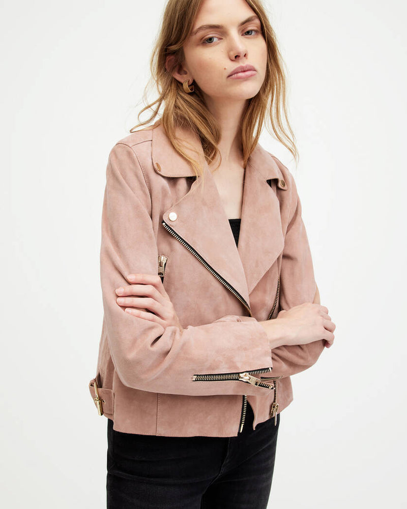 Beale Raw Edge Suede Biker Jacket