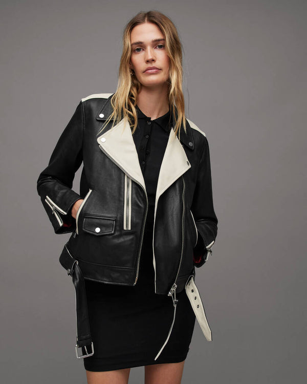 Dren Leather Contrast Biker Jacket